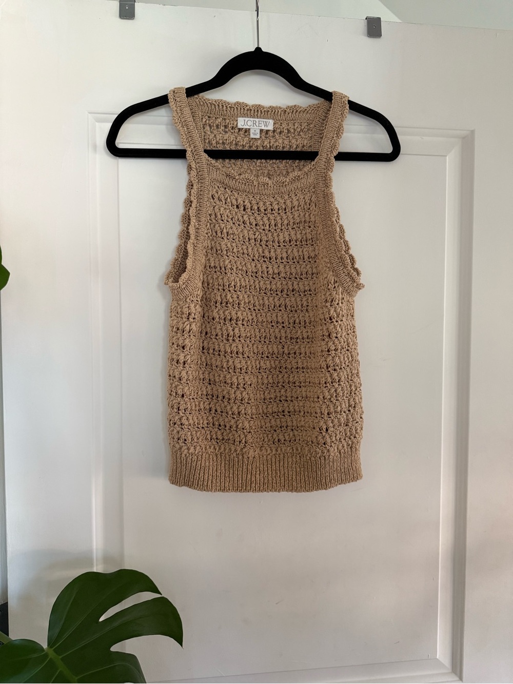 J. Crew Beige Crochet Knit Tank Top